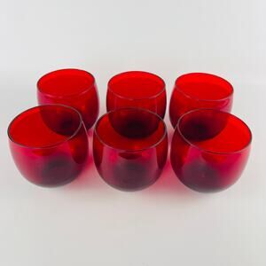 Ruby Red Roly Poly 9 oz Cordial Glass Set of 6; 3 1/8” H